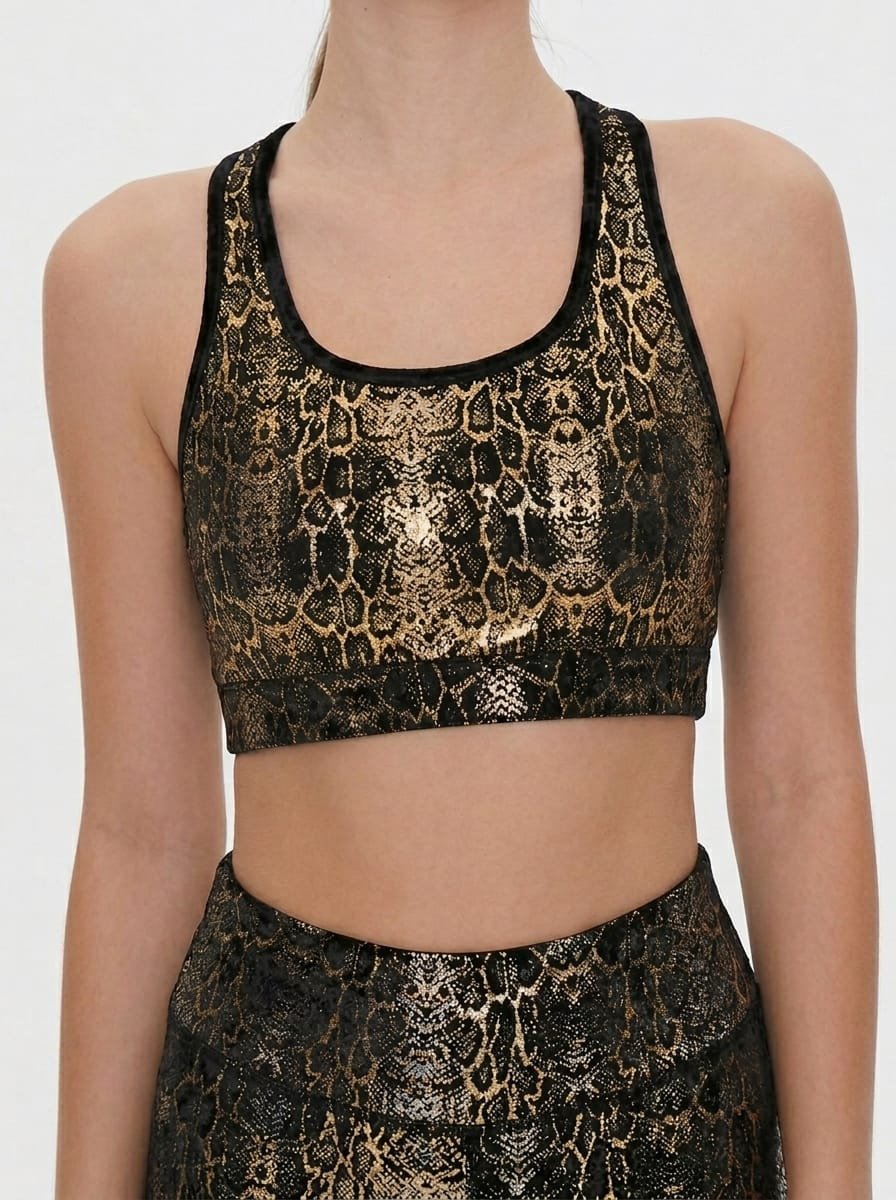 Foil transfer animal print sports bra manufacturer Pakistan wholesale