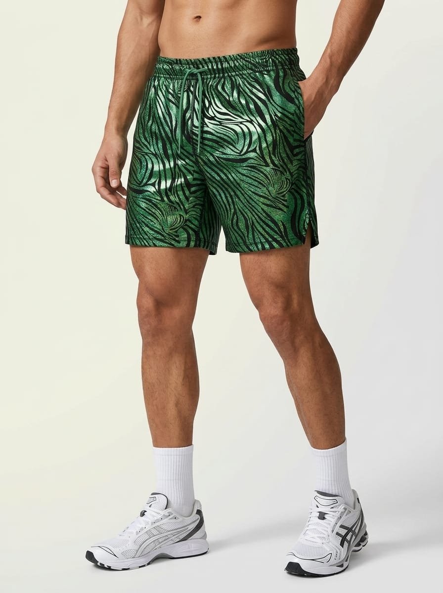 Foil transfer zebra print sports shorts manufacturer Pakistan wholesale