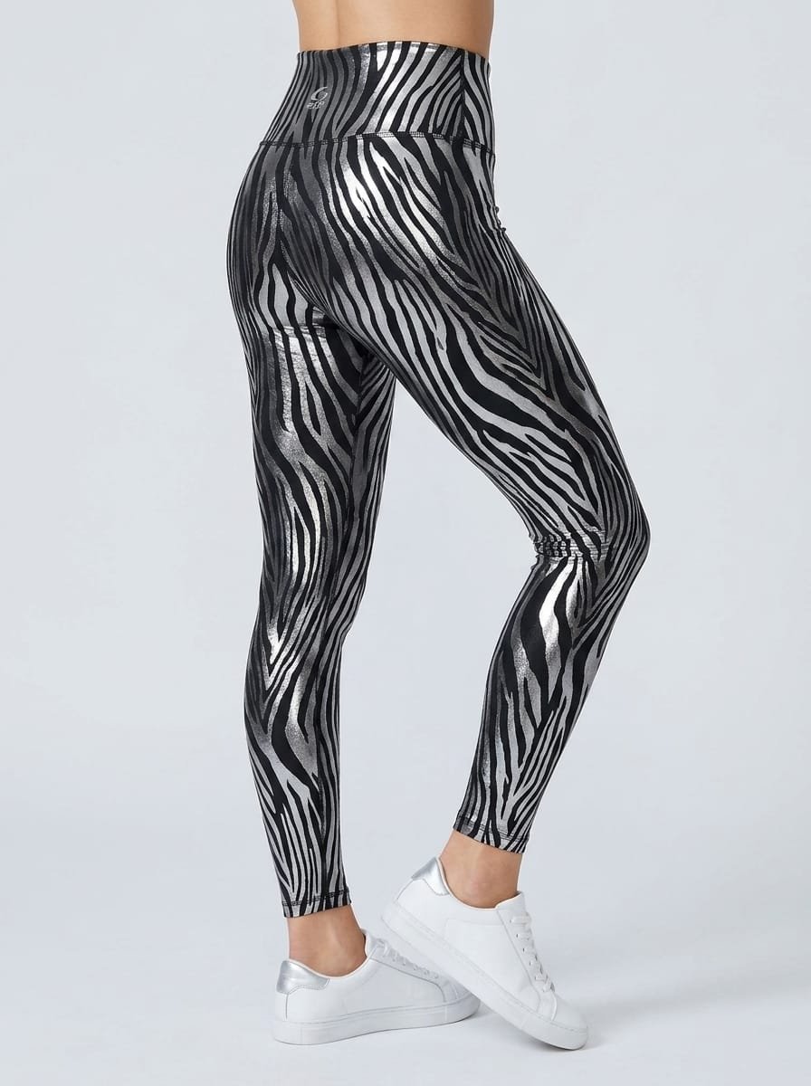 Foil transfer holographic scale print high waist leggings manufacturer Pakistan wholesale