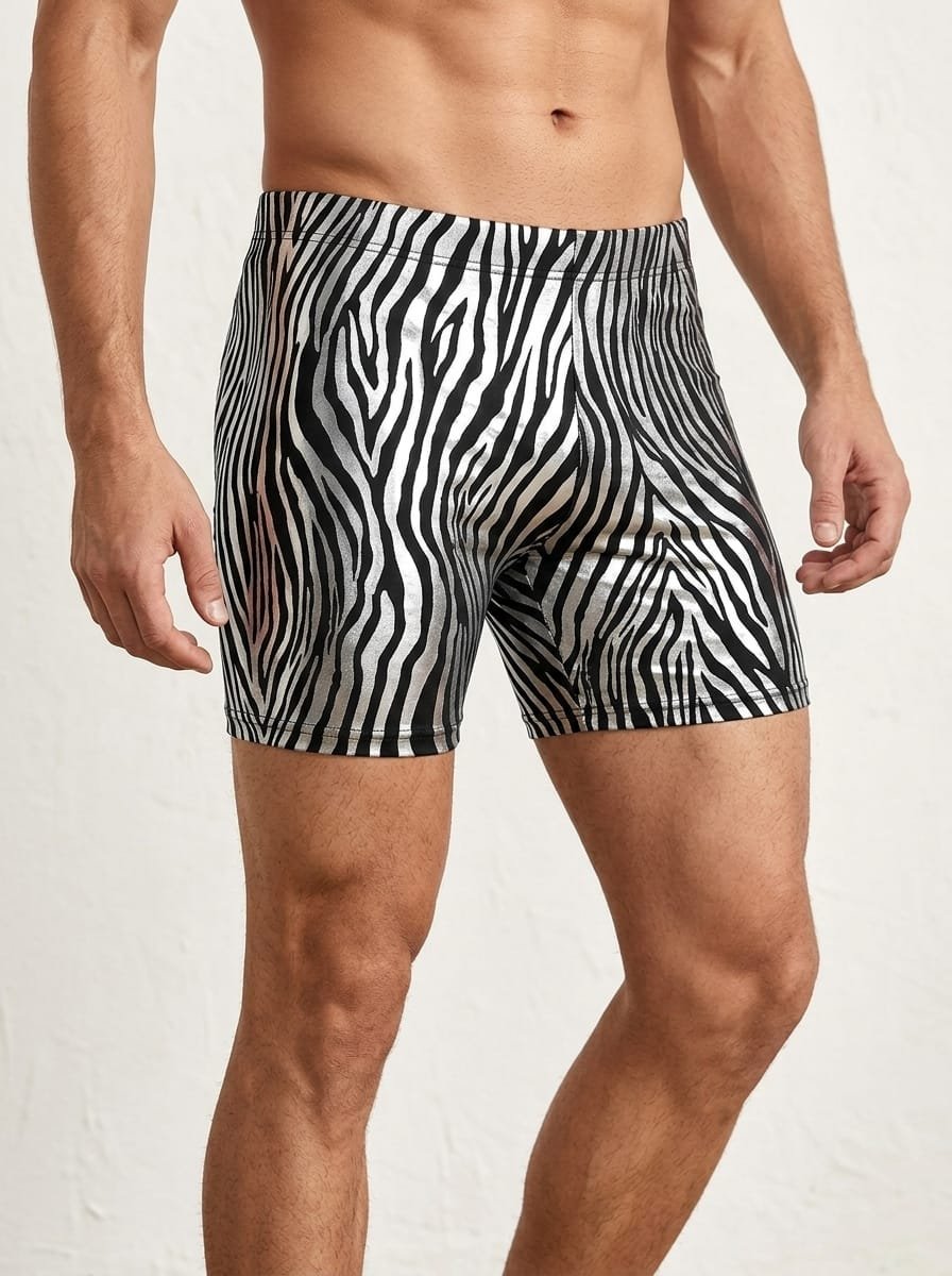 Foil printed sports shorts, customizable prints and finishes, low minimum order quantity, manufactured by A2Z FoilFashion