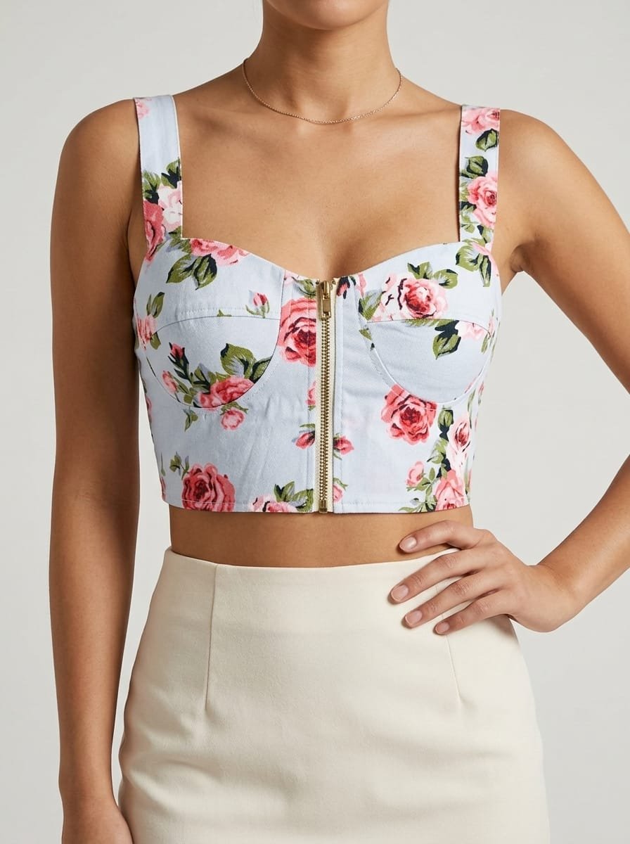 Women's crop top, fully customizable design with low MOQ, manufactured finished activewear
