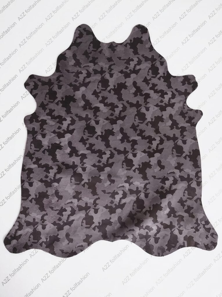 Camouflage print leather jacket and bag, manufactured finished leather garments