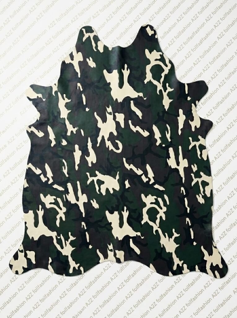Camouflage print leather jacket and bag, manufactured finished leather garments